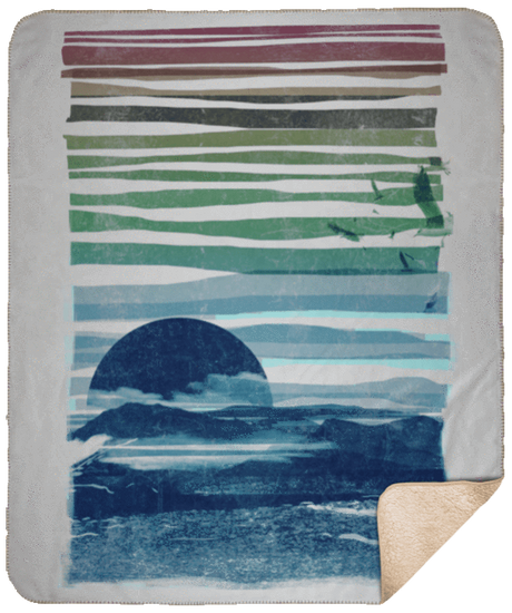 Blankets White / One Size Sea Landscape 50x60 Sherpa Blanket