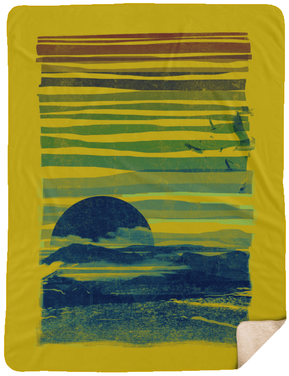 Blankets Old Gold / One Size Sea Landscape 60x80 Sherpa Blanket