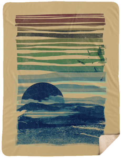 Blankets Tan / One Size Sea Landscape 60x80 Sherpa Blanket