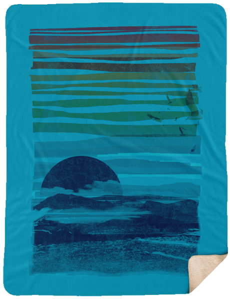 Blankets Turquoise / One Size Sea Landscape 60x80 Sherpa Blanket
