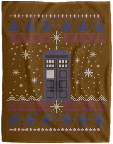 Blankets Brown / One Size Tardis in the Snow 60x80 MicroFleece Blanket