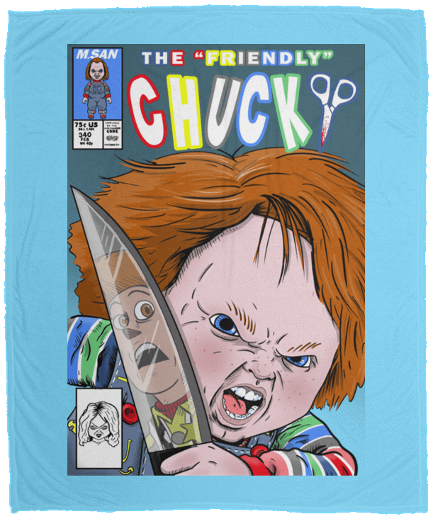 Blankets Columbia Blue / One Size The Friendly Chucky 50x60 MicroFleece Blanket