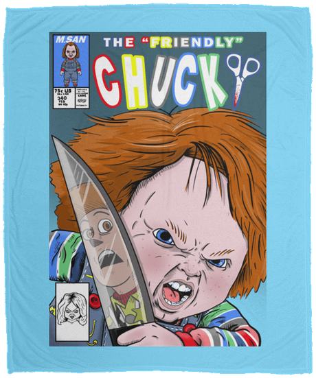 Blankets Columbia Blue / One Size The Friendly Chucky 50x60 MicroFleece Blanket