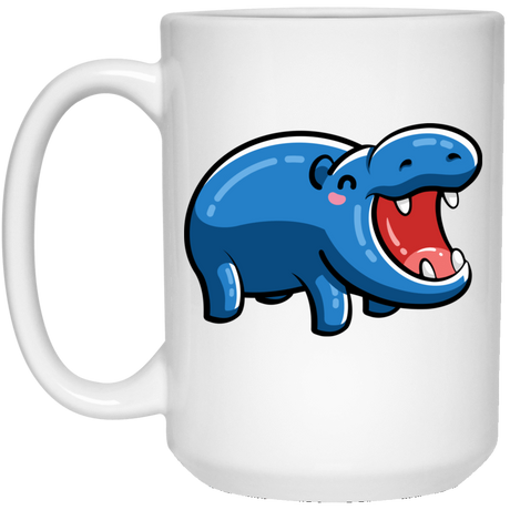 Drinkware White / One Size Kawaii Happy Hippo 15oz Mug