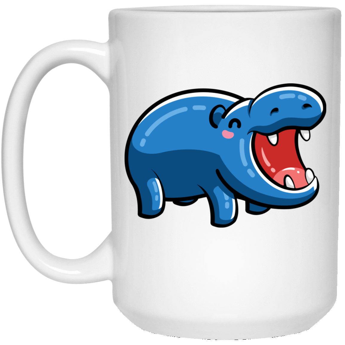 Drinkware White / One Size Kawaii Happy Hippo 15oz Mug