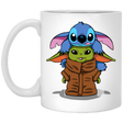 Drinkware White / One Size Stitch Yoda 11oz Mug