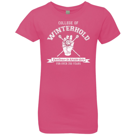 Girls_Premium T-Shirts Hot Pink / YXS College of Winterhold Girls Premium T-Shirt
