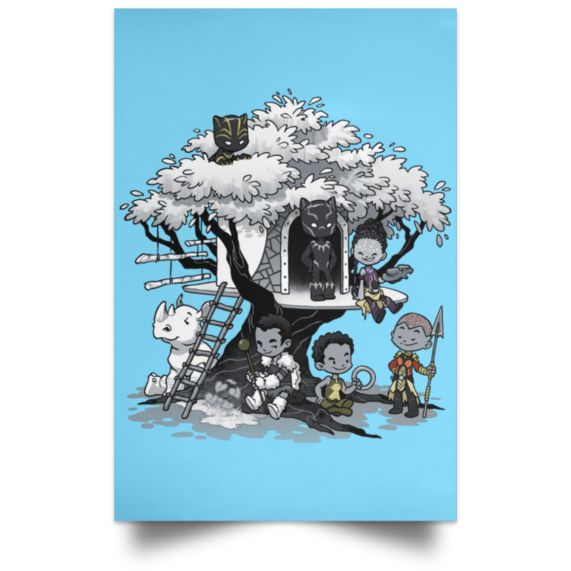 Housewares Columbia Blue / 12" x 18" African Treehouse Portrait Poster