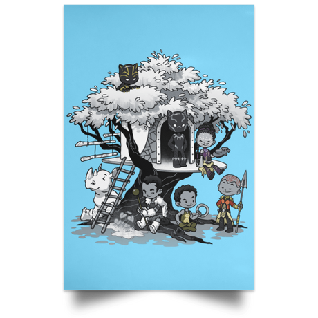 Housewares Columbia Blue / 12" x 18" African Treehouse Portrait Poster