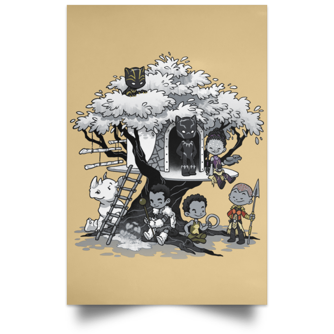 Housewares Tan / 12" x 18" African Treehouse Portrait Poster