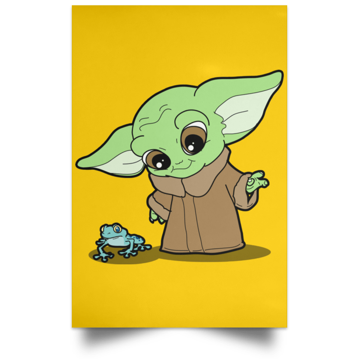 Housewares Athletic Gold / 12" x 18" Baby Yoda and Frog Portrait Poster