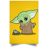 Housewares Athletic Gold / 12" x 18" Baby Yoda and Frog Portrait Poster