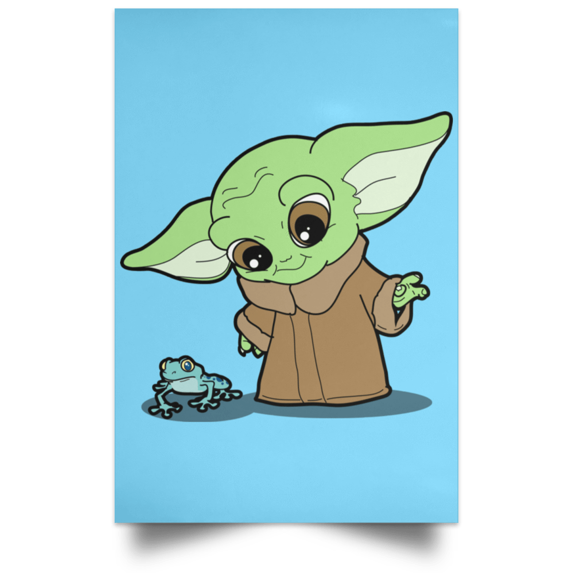 Housewares Columbia Blue / 12" x 18" Baby Yoda and Frog Portrait Poster