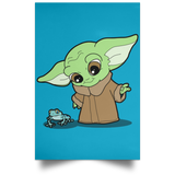 Housewares Turquoise / 12" x 18" Baby Yoda and Frog Portrait Poster