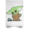 Housewares White / 12" x 18" Baby Yoda and Frog Portrait Poster