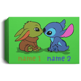 Housewares Kelly / 24" x 16" Baby Yoda and Stitch Personalized Landscape Canvas