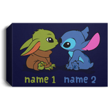 Housewares Navy / 24" x 16" Baby Yoda and Stitch Personalized Landscape Canvas
