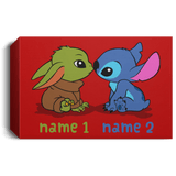 Housewares Red / 24" x 16" Baby Yoda and Stitch Personalized Landscape Canvas