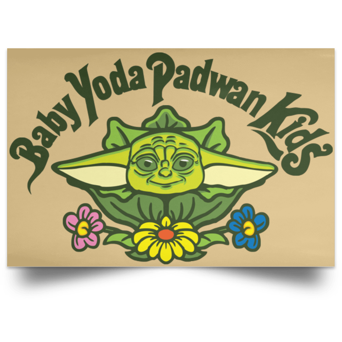 Housewares Tan / 18" x 12" Baby Yoda Padwan Kids Landscape Poster