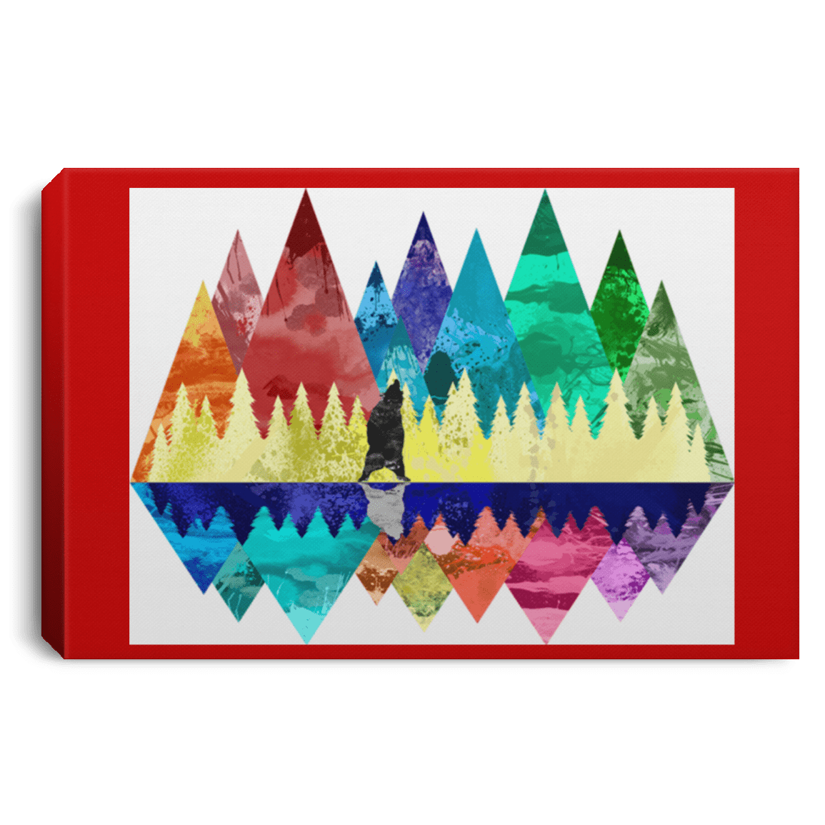 Housewares Red / 12" x 8" Bear Color Forest Premium Landscape Canvas