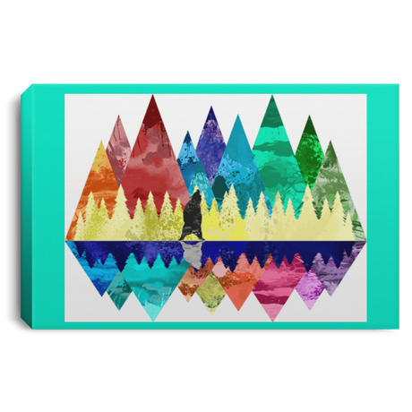 Housewares Teal / 12" x 8" Bear Color Forest Premium Landscape Canvas
