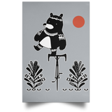 Housewares Grey / 12" x 18" Bear On A Bike Portrait Poster