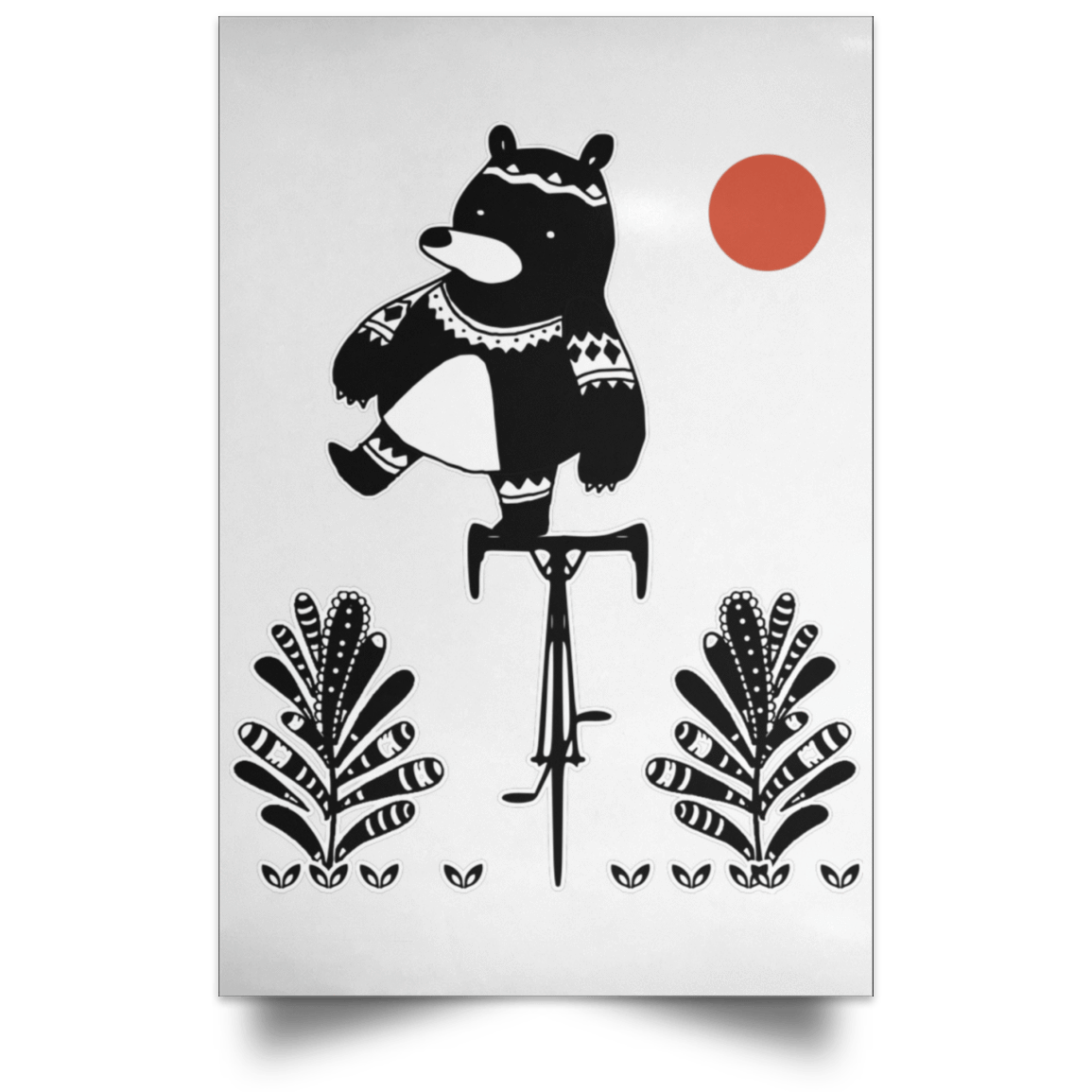 Housewares White / 12" x 18" Bear On A Bike Portrait Poster