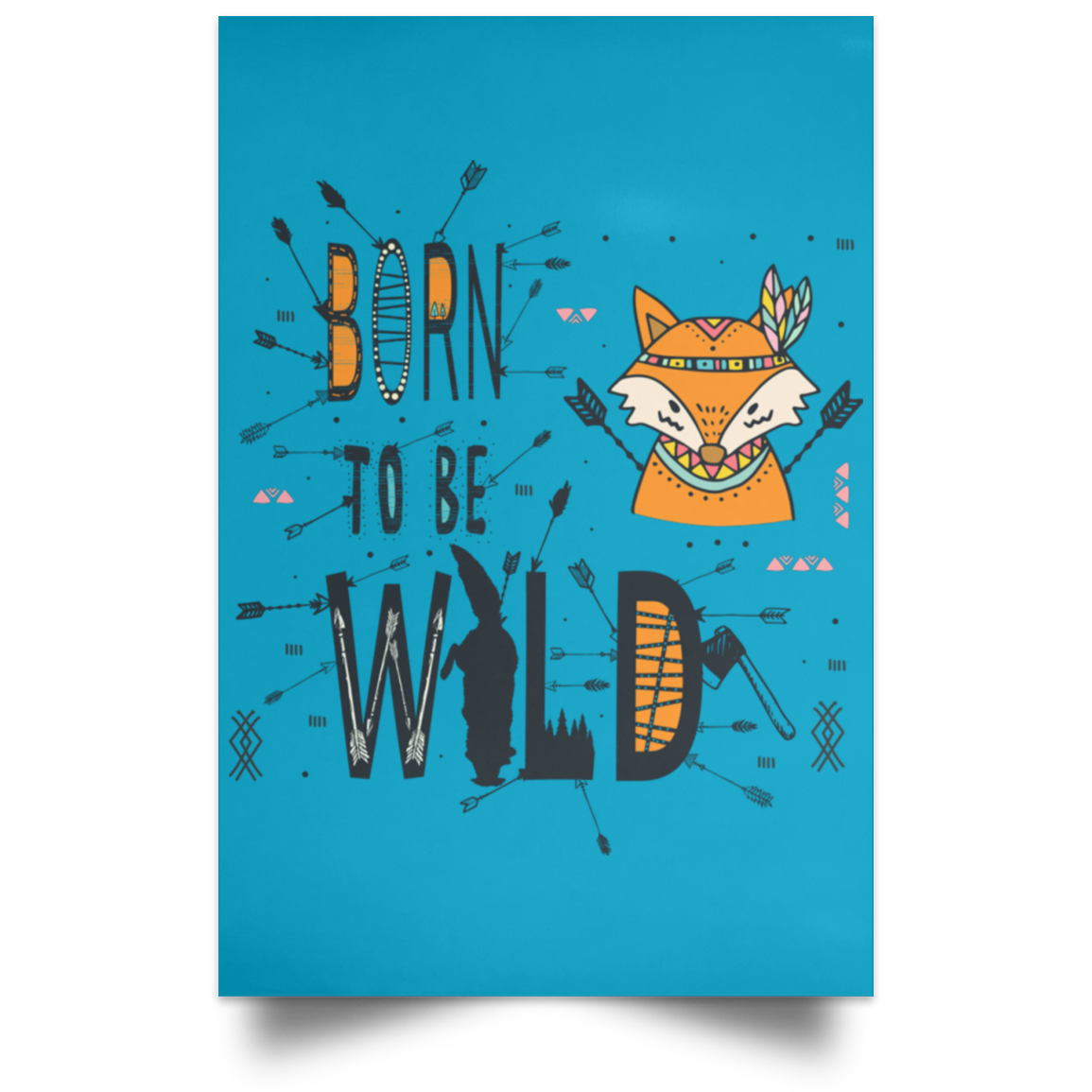 Housewares Turquoise / 12" x 18" Born To Be Wild Fox Portrait Poster