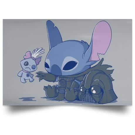 Housewares Grey / 18" x 12" Darth Stitch Landscape Poster