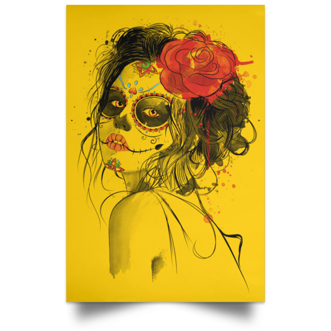 Housewares Athletic Gold / 12" x 18" Day of the Dead Portrait Poster