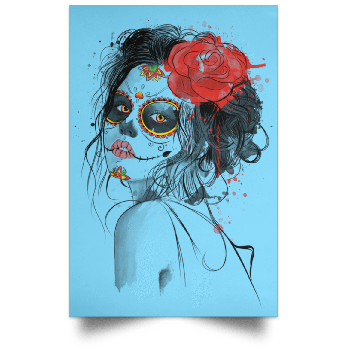 Housewares Columbia Blue / 12" x 18" Day of the Dead Portrait Poster