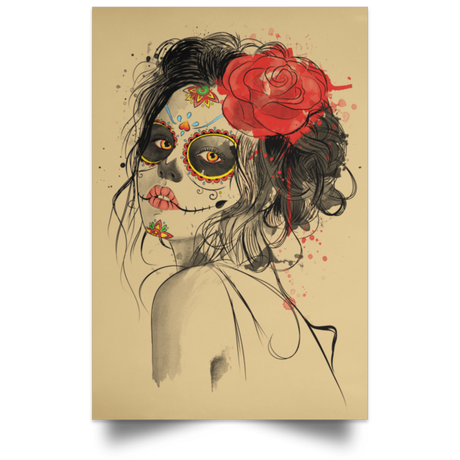 Housewares Tan / 12" x 18" Day of the Dead Portrait Poster