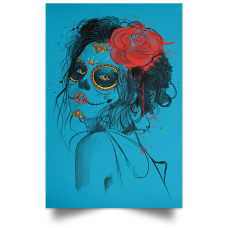 Housewares Turquoise / 12" x 18" Day of the Dead Portrait Poster