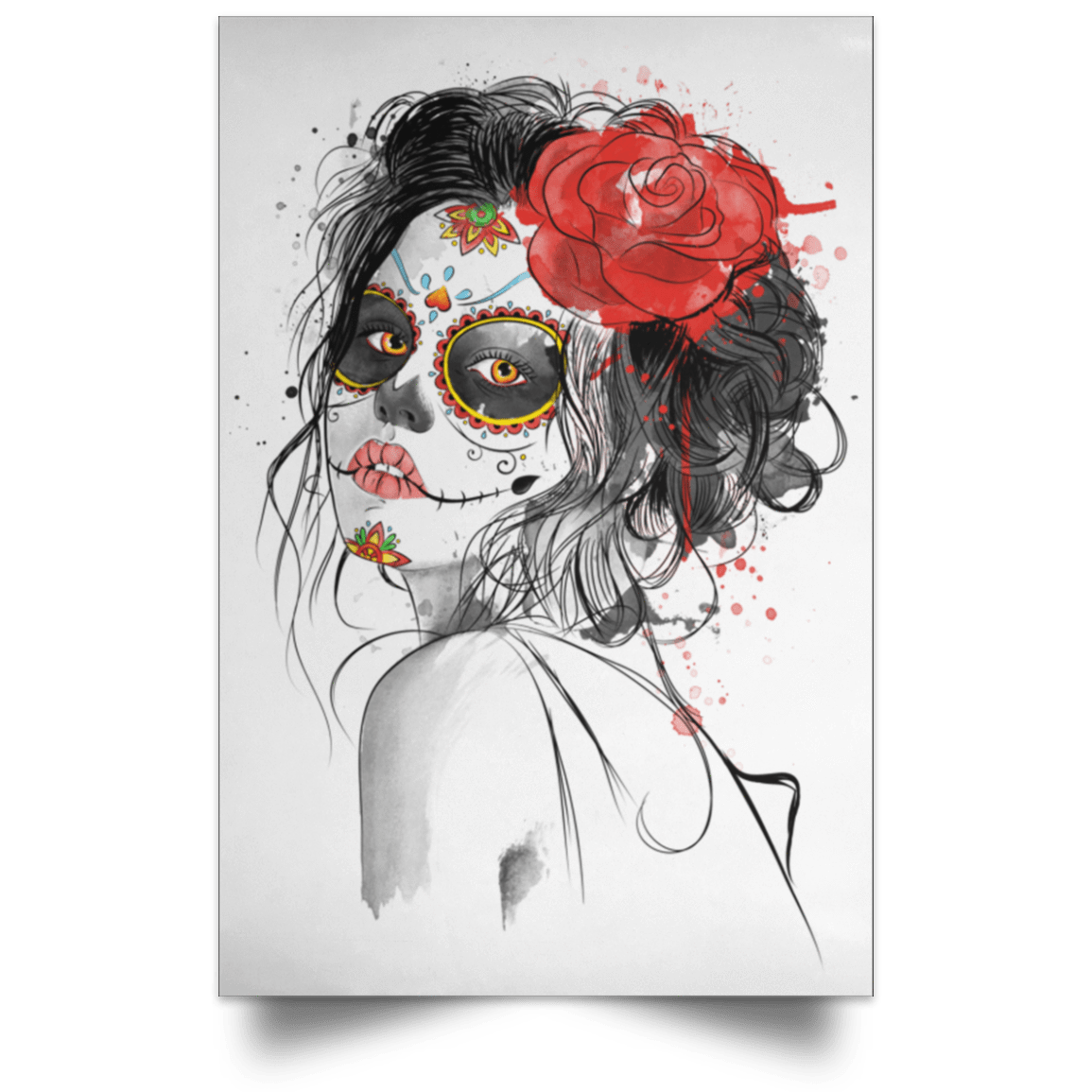 Housewares White / 12" x 18" Day of the Dead Portrait Poster