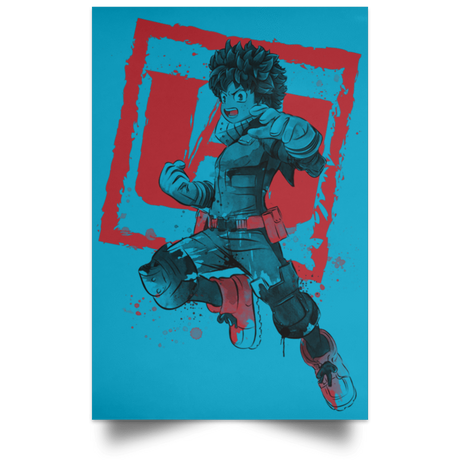 Housewares Turquoise / 12" x 18" Deku sumi-e Portrait Poster