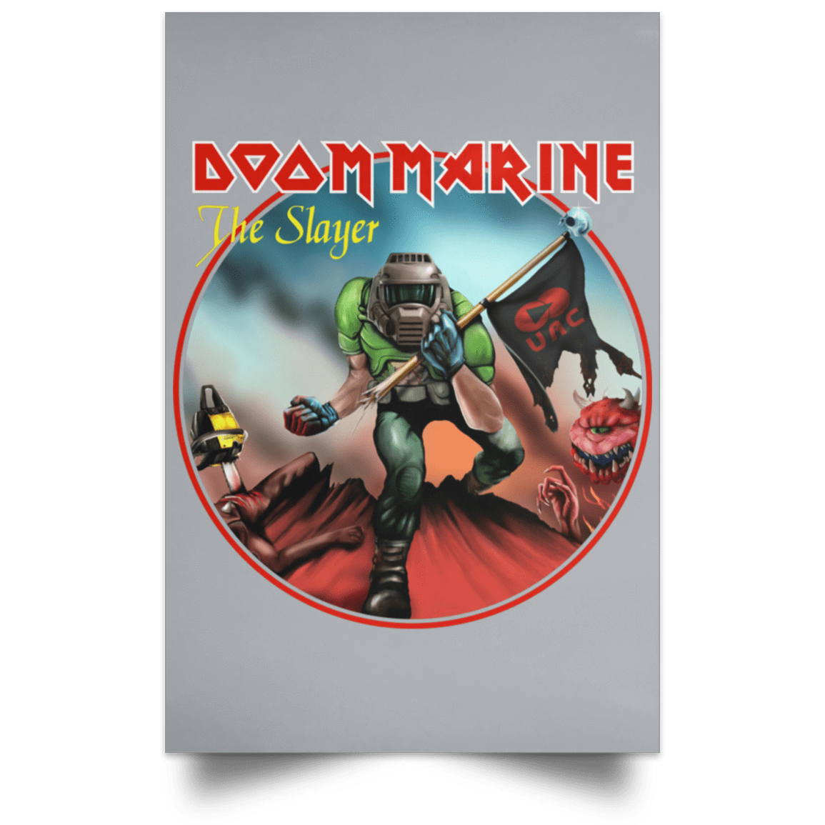 Housewares Grey / 12" x 18" Doom Marine Portrait Poster