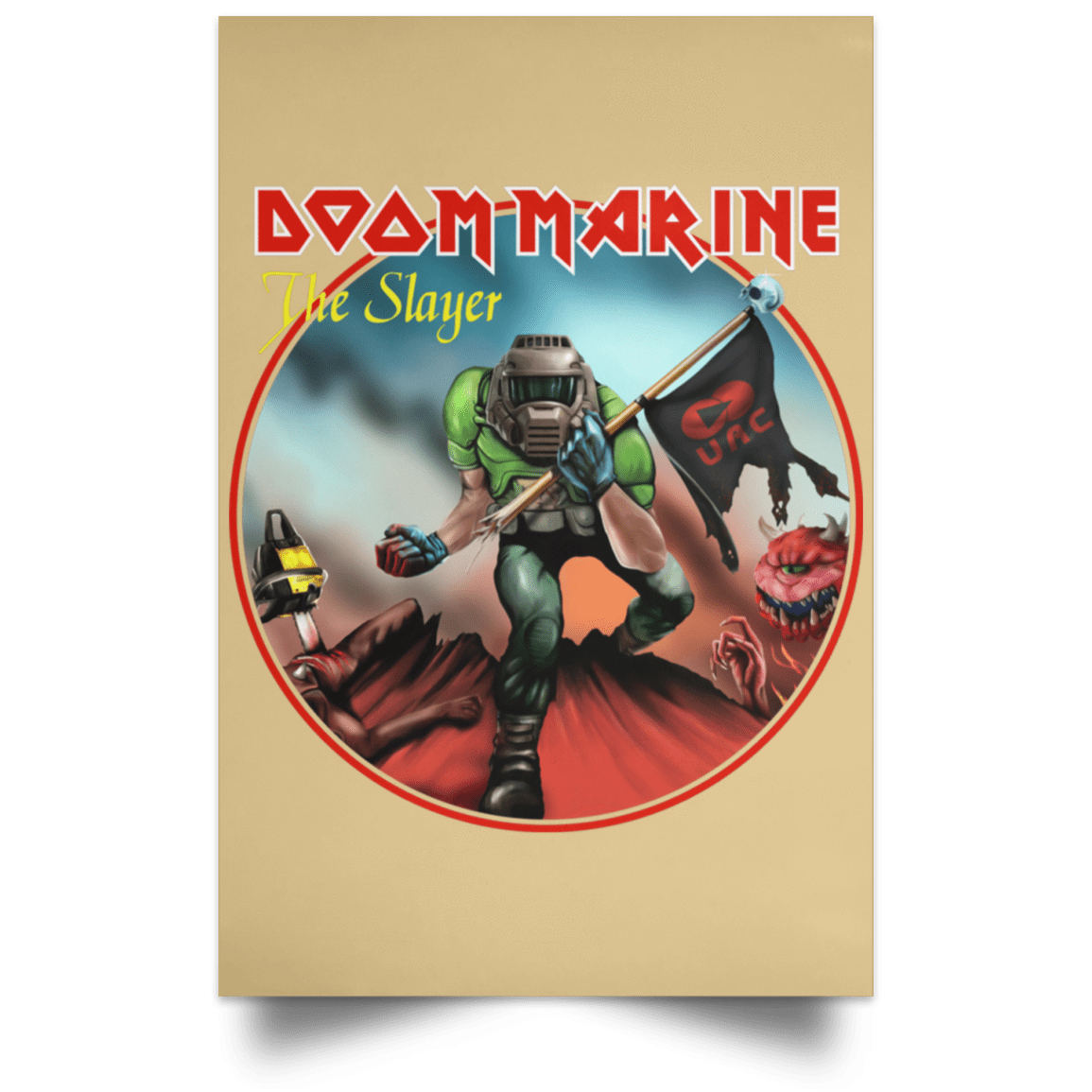 Housewares Tan / 12" x 18" Doom Marine Portrait Poster