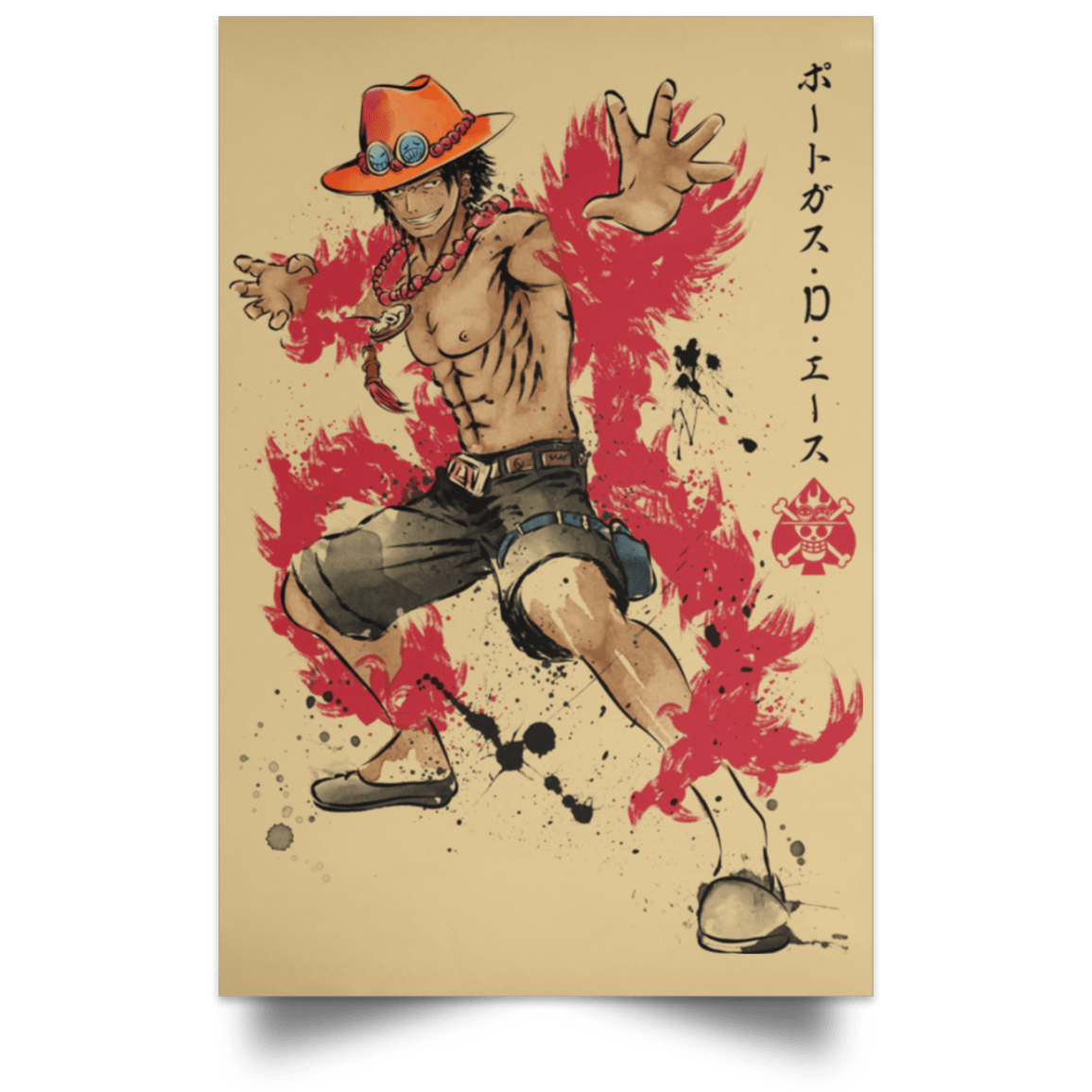 Housewares Tan / 12" x 18" Fire Fist Ace Portrait Poster