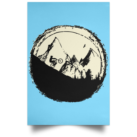 Housewares Columbia Blue / 12" x 18" Flying Eagle Mountain Bike Portrait Poster