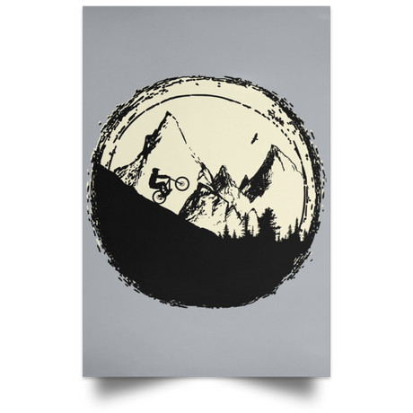 Housewares Grey / 12" x 18" Flying Eagle Mountain Bike Portrait Poster