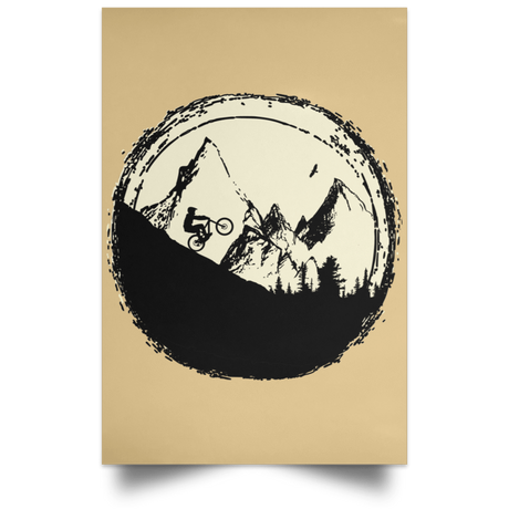 Housewares Tan / 12" x 18" Flying Eagle Mountain Bike Portrait Poster