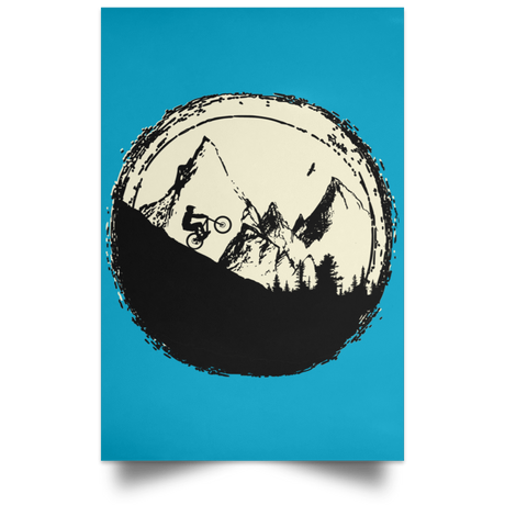 Housewares Turquoise / 12" x 18" Flying Eagle Mountain Bike Portrait Poster