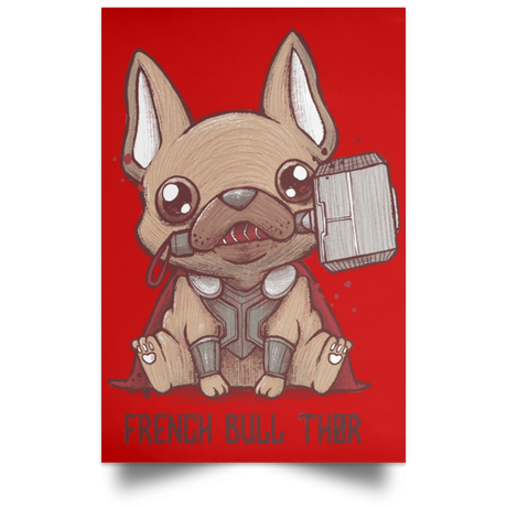 Housewares Red / 12" x 18" French Bull Thor Portrait Poster