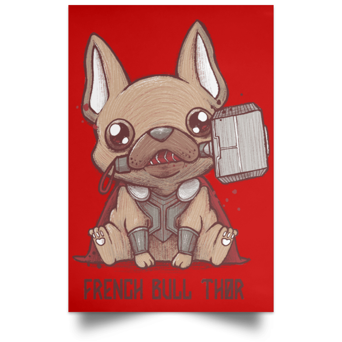 Housewares Red / 12" x 18" French Bull Thor Portrait Poster