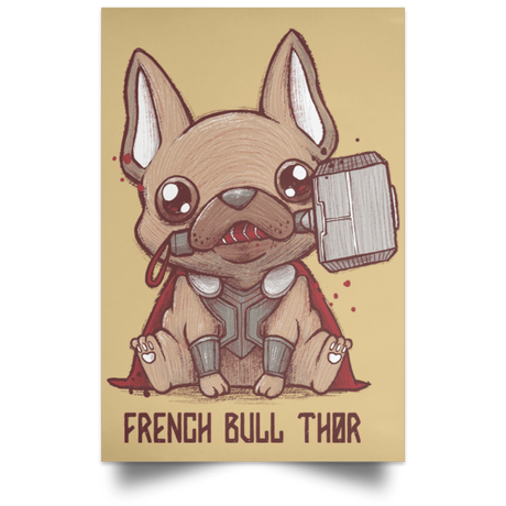 Housewares Tan / 12" x 18" French Bull Thor Portrait Poster