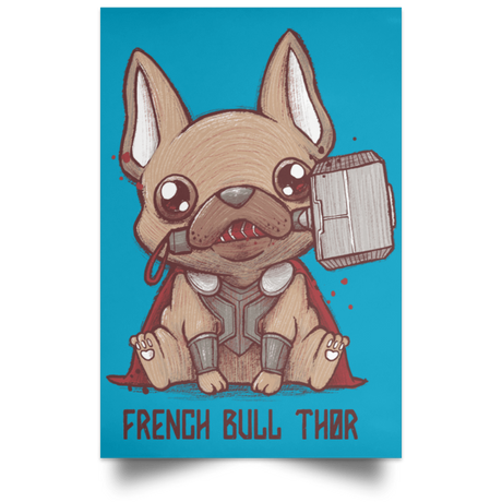 Housewares Turquoise / 12" x 18" French Bull Thor Portrait Poster
