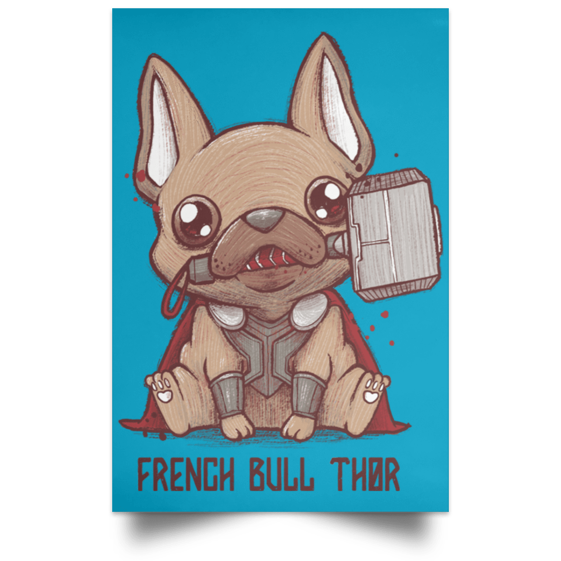 Housewares Turquoise / 12" x 18" French Bull Thor Portrait Poster