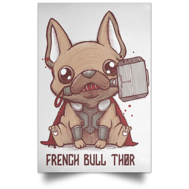 Housewares White / 12" x 18" French Bull Thor Portrait Poster