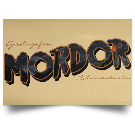 Housewares Tan / 18" x 12" Greetings From Mordor Landscape Poster