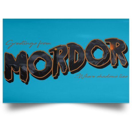 Housewares Turquoise / 18" x 12" Greetings From Mordor Landscape Poster